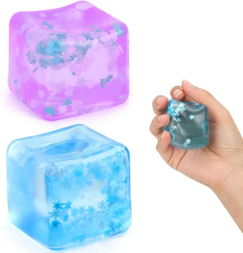 Gretex juguete de ansiedad para todas las edades: paquete de 2 unidades de bola de estrés de hielo blanda sensorial, juguete esponjoso de compresión