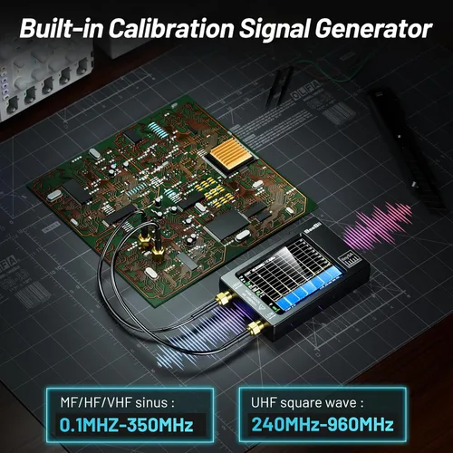 Miniatura 7 de Analizador de espectro portátil TinySA, SEESII actualizado V0.3.1 analizador de frecuencia pequeño portátil de mano de 100kHz a 960MHz entrada