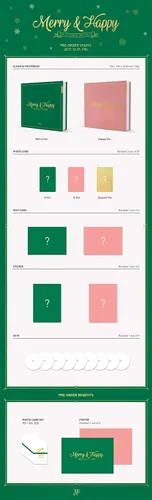 Twice Merry & Happy 1st Repackage Happy Ver 84p Photo Book+3p Photo Cards+1p Post Card+1p Sticker+extra Photocards Set K-POP SEALED