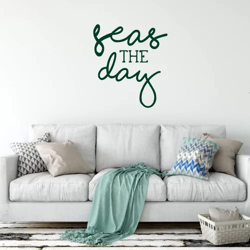 Miniatura 8 de Seas the Day Cursive Wall Decal Vinyl Sticker Nautical Decoration for Living Room, Bedroom Quote for Laptop or Water Bottle Black, White