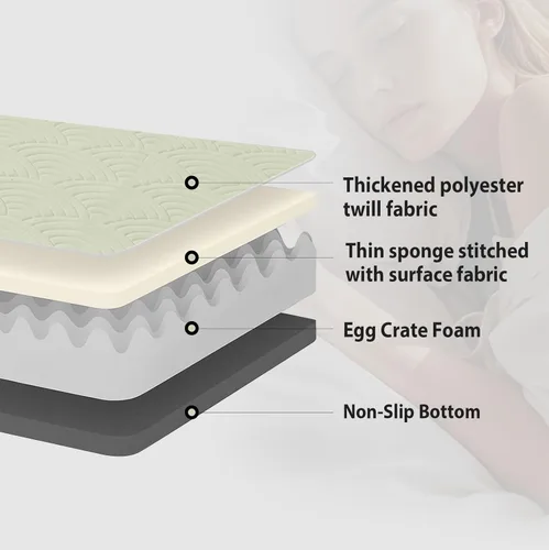 Miniatura 5 de Zelladorra Colchón de suelo japonés, colchón tipo futón acolchado con fondo antideslizante, cama de piso plegable con bolsa de almacenamiento y Verde
