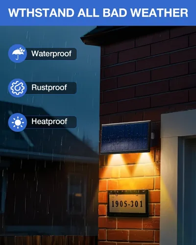 Miniatura 8 de Luces de Valla Solares Impermeables para Exteriores de 3 Lados LED para Pared y Paisajismo para Patio, Terraza, Patio, Barandilla, Garaje, Piscina