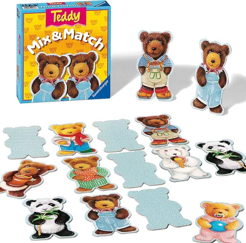 Ravensburger Teddy Mix & Match - Juego interactivo para niños | Juego rápido | Ideal para mayores de 2 años | Diversión familiar clásica | Artesanía