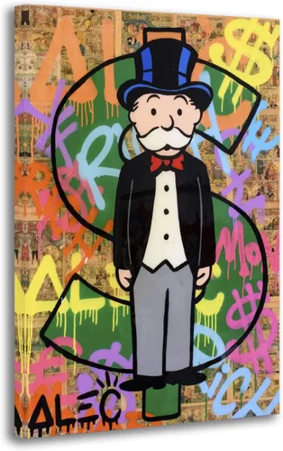 EWM ALEC Monopolys ALEC-Dollar Mr Monopoly Man - Póster de arte en lienzo y arte de pared, póster moderno para decoración de dormitorio familiar, 08