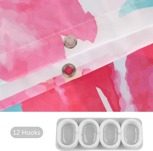 Miniatura 5 de RosieLily Cortinas de ducha florales rosas para baño, cortina de ducha de flores de acuarela para niñas, juego de cortina de ducha con ganchos