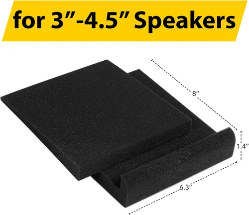 Miniatura 2 de Sound Addicted - Almohadillas de aislamiento para monitor de estudio para altavoces pequeños de 3-4.5 pulgadas, par de 2 soportes acústicos
