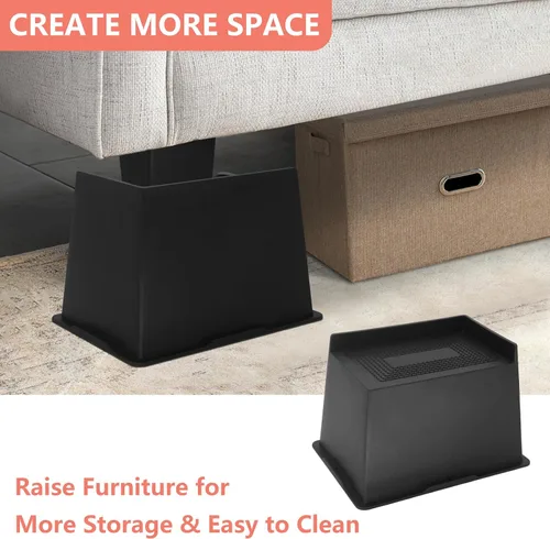Miniatura 7 de Paquete de 8 elevadores de cama de 5 pulgadas, resistentes, elevadores de muebles de gran tamaño, elevadores de cama extra anchos para sofá, mesa