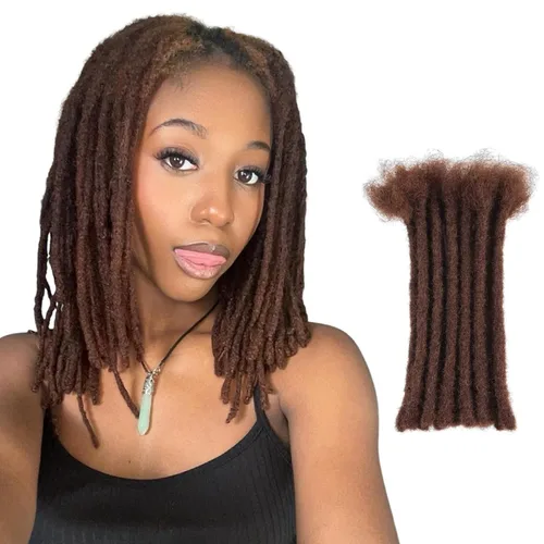 Miniatura 34 de Viovian Extensiones de rastas de 0.23 pulgadas de cabello humano de 6 pulgadas, 20 hebras ombré, extensiones de cabello humano para hombres, 1b/27
