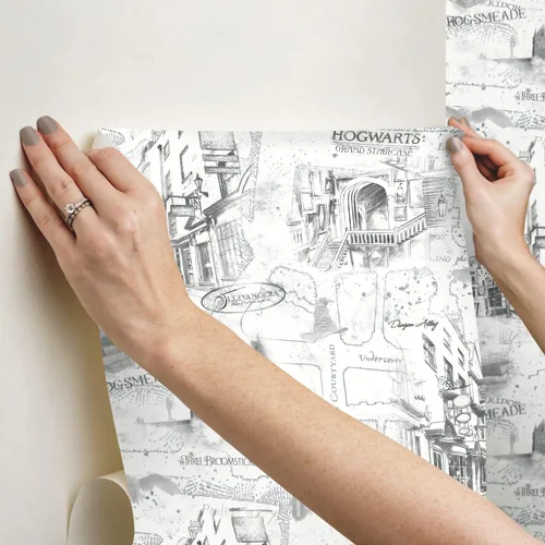 Miniatura 6 de RoomMates RMK12353PL Harry Potter Mapa Blanco Papel Tapiz Pelar y Pegar
