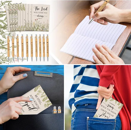 Miniatura 5 de Ctosree 60 unidades de regalo cristiano a granel para mujeres, cuaderno de versículos de la Biblia, diario de oración, bolígrafo inspirador, bloc