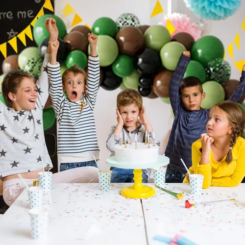 Miniatura 6 de Globos verdes y marrones, 50 piezas de 12 pulgadas, globos de camuflaje verde caqui negro marrón, globo de confeti verde esmeralda oscuro