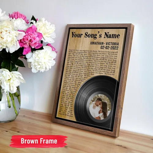 Miniatura 6 de H-DEWALL Lienzo personalizado con marco, letras de canciones personalizadas, aniversario de regalo para marido, arte de pared musical, regalo