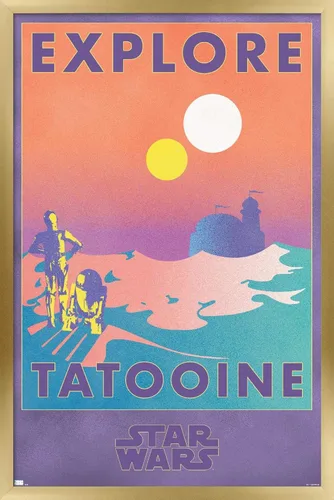 Miniatura 14 de Trends International Star Wars: Tatooine - Póster de pared de Explore Tatooine, 14.725 x 22.375 pulgadas, versión enmarcada de madera de granero