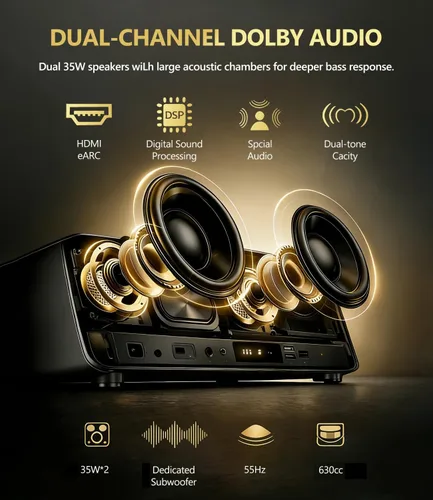 Miniatura 5 de Proyector inteligente ANSI 2400 4K【Netflix】, MEMC, DD+ 70W Dolby ,HDMI eARC, 64GB, WiFi 6, AI-PQ, enfoque automático/Keystone, Copa del Mundo TV