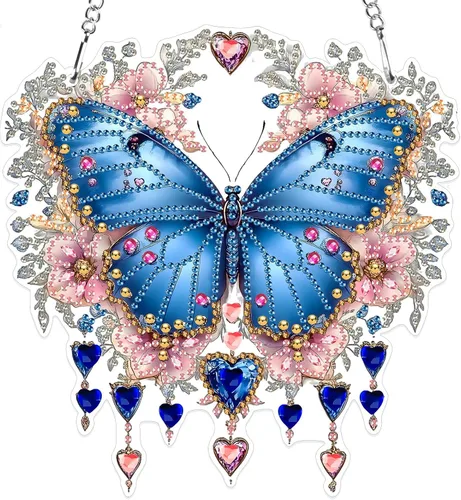 Miniatura 24 de MXJSUA Atrapasoles con pintura de diamante de águila calva americana, kits de arte de diamantes para adultos, adornos colgantes con cadena