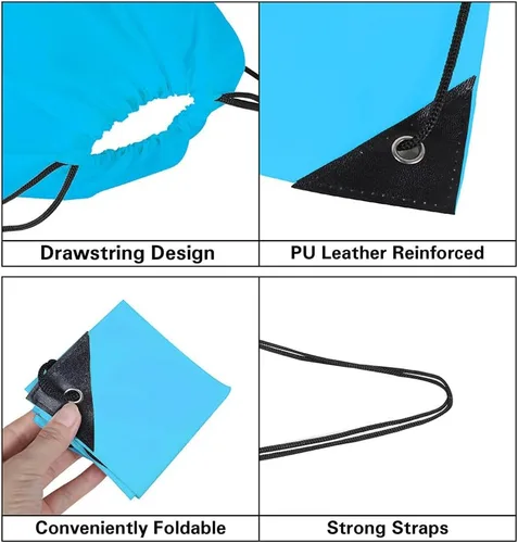 Miniatura 3 de Bolsas de cordón a granel, Poliéster Draw String Bag, Gym Sports Cinch Bag Mochila con cordón, Azul-cielo