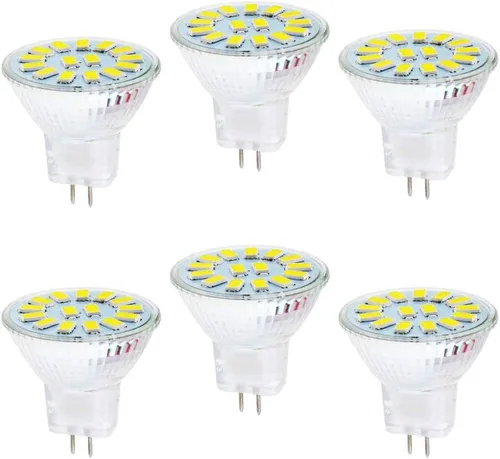 Lxcom Lighting Bombilla LED MR11, paquete de 6 bombillas LED de 5 W, 40 W, reemplazo halógeno GU4 base bi-pin luz diurna blanca 6500K MR11 foco
