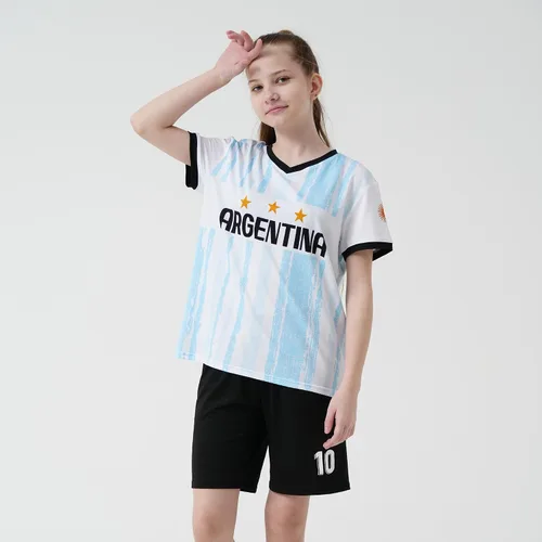Miniatura 32 de Cnins Camisetas de entrenamiento de fútbol para niños de 2 a 14 años, trajes de práctica para niños y niñas con colores del equipo nacional