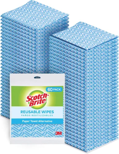 Scotch-Brite Toallitas de cocina de alto rendimiento, 5 toallitas/bolsa, 12 bolsas/estuche (60 toallitas en total)
