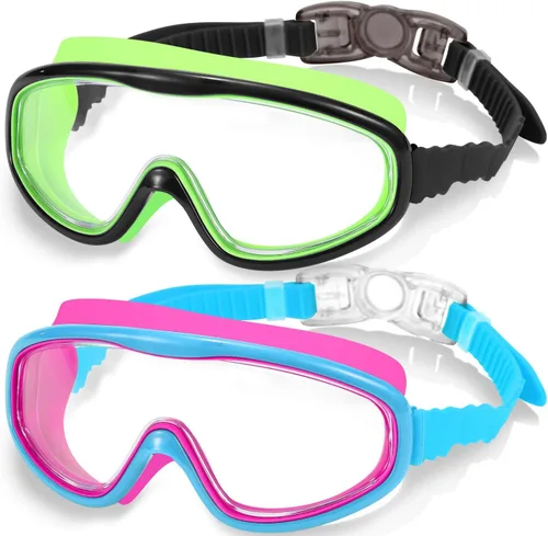EasYoung Paquete de 2 gafas de natación para niños, gafas de natación de visión amplia para niños de 3 a 15 años