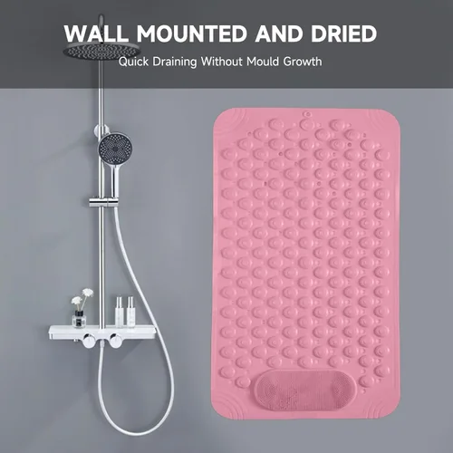 Miniatura 4 de Tapete de ducha antideslizante Tapete antideslizante para bañera con ventosas Drenaje rápido y función de masaje de pies Lavable a máquina