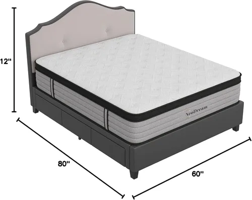 Miniatura 2 de Colchón Queen de 12 pulgadas, colchón tamaño Queen en una caja, espuma viscoelástica y resortes individuales individuales, sensación firme media