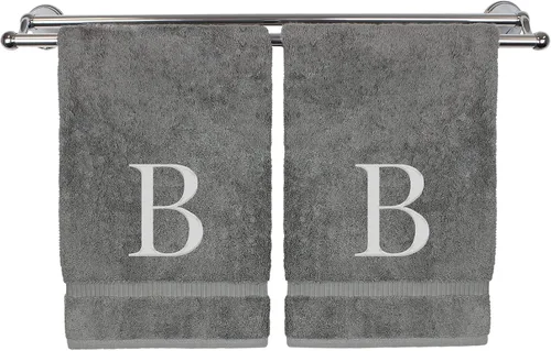 Miniatura 21 de Toalla de mano monogramada, regalo personalizado, juego de 2 - Toalla bordada con letra de bloque dorada - Extra absorbente 100% algodón turco