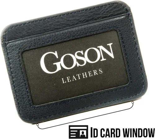 Miniatura 21 de Goson Cartera de cuero con clip para dinero para hombre, billetera de bolsillo frontal, tarjetero de crédito, cartera minimalista delgada
