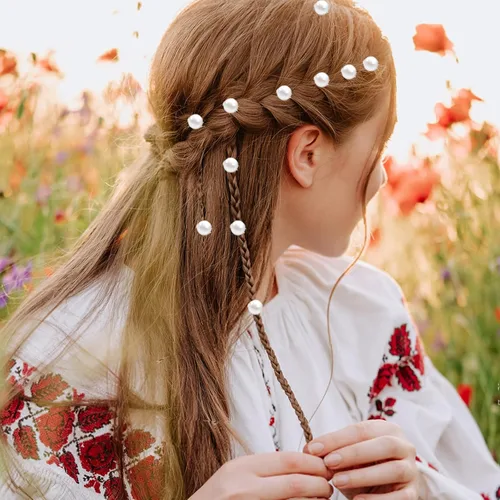 Miniatura 6 de Juego de pinzas y pasadores para el cabello de perlas blancas, 30 mini alfileres, lindos accesorios para el cabello de perlas para mujeres, niñas