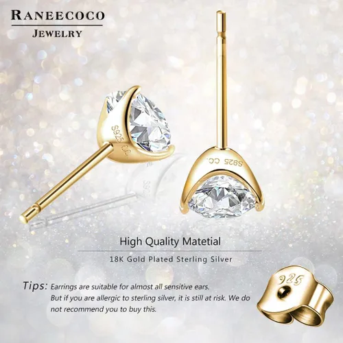 Miniatura 2 de Aretes tipo dormilona Stunning Flame de plata chapada en oro de 18 quilates y con diamantes de imitación en circonia cúbica