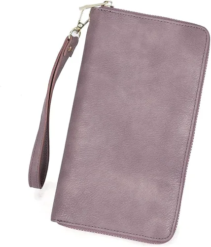 Miniatura 2 de CLUCI Cartera grande de cuero con cremallera alrededor del tarjetero organizador de tarjetas para mujer bolso de mano de viaje con mochila