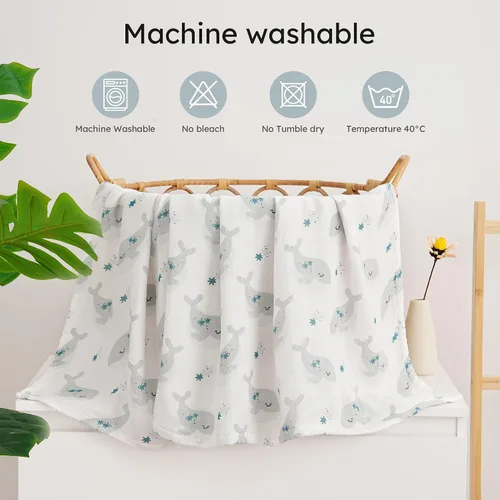 Miniatura 7 de Yoofoss Mantas de muselina orgánicas, 47 x 47 pulgadas, manta de recepción para bebés niños y niñas, esenciales para recién nacidos, suaves