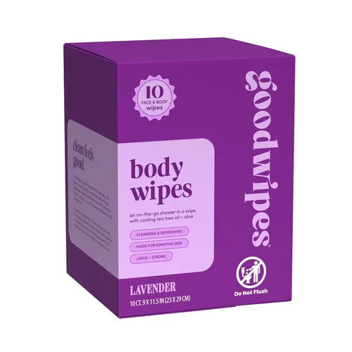 Goodwipes Toallitas corporales, realmente grandes para todas partes, fabricadas con aloe, a base de plantas e hipoalergénicas, eliminan el sudor y