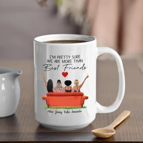 Miniatura 5 de Taza de café personalizada para mejor amiga para mujeres, taza de regalo personalizada de cuatro hermanas, nombres personalizados para mejores