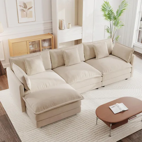 Miniatura 27 de mikibama - Sofá seccional modular, sofá en forma de L de 76.4 pulgadas para sala de estar, sofá cama cómodo tipo nube con otomano móvil, combinación