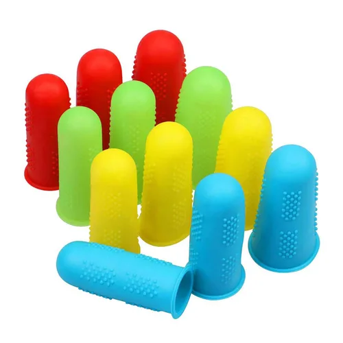 12 piezas de protectores de dedos de silicona para pistola de pegamento caliente, 4 colores, protectores de dedos o pegamento caliente, cera,