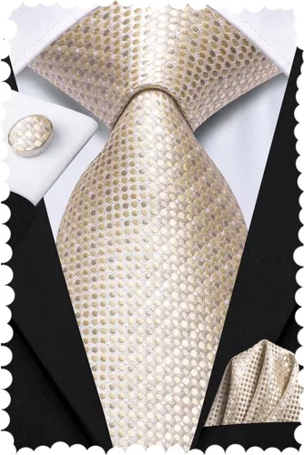 Miniatura 143 de Hi-Tie Corbata clásica de cachemira para hombre con pañuelo y gemelos a cuadros