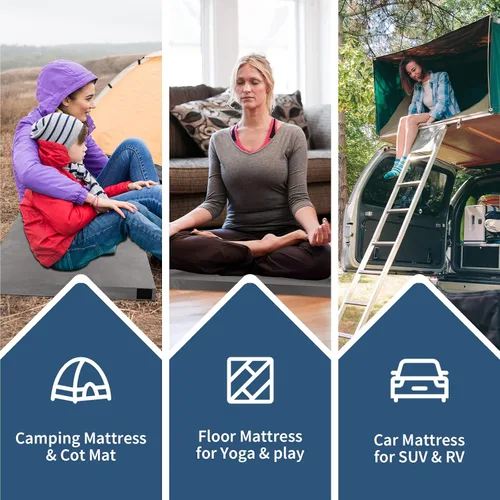 Miniatura 6 de Colchón de espuma viscoelástica para campamento, portátil, enrollable, para suelo, campamento, automóvil, individual, cuna para niños, cama