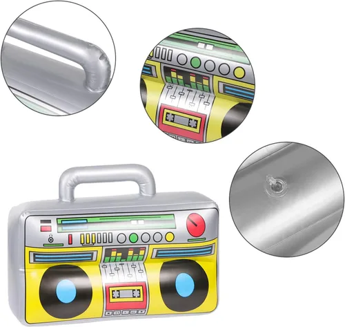 Miniatura 2 de 6 piezas inflables Boombox – Suministros de fiesta de los años 80 y 90 decoraciones inflables Boom – raperos Hip Hop B-niños accesorios de disfraz