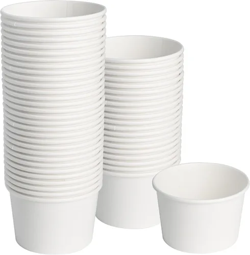 Miniatura 9 de ESSENTIAL Tazas de helado de papel con tapas, 50 piezas de 8 onzas, cuencos desechables de postre con tapas para alimentos calientes o fríos