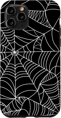 Miniatura 26 de iPhone 12 Mini Spider Web Halloween patrón espeluznante en caso negro