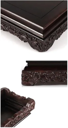Miniatura 3 de ARINAL Base de estatua de madera con base de jarrón de madera maciza, soporte de exhibición rectangular de bonsái en maceta, estatua de Buda