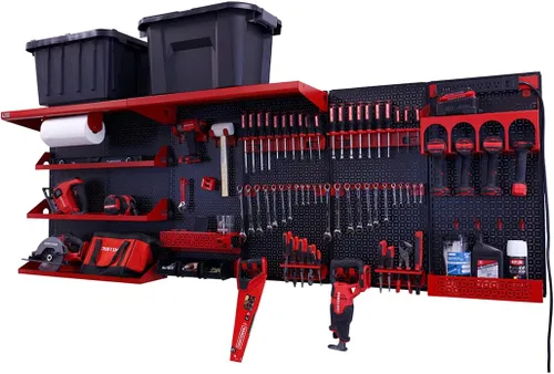 Miniatura 27 de OmniWall Weekend Warrior Ultimate Tool Kit - Sistema de Almacenamiento de Pared de Tablero de Clavos de Metal de 96" x 32" Negro/Naranja