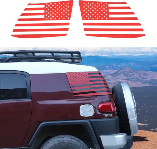 Miniatura 9 de Adhesivo compatible con Toyot@ FJ Cruiser 2007-2017 para ventana lateral de puerta trasera, bandera estadounidense, accesorios de calcomanías
