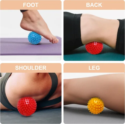 Miniatura 2 de Bolas de masaje con puntas, 3 unidades (firmes, medianas y suaves) bola masajeadora muscular para pies, espalda, cuello, músculos, rodillo 3Color