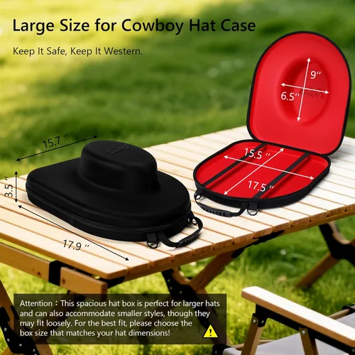 Miniatura 5 de Anysiny Caja para sombreros de viaje, a prueba de aplastamientos, estuche de viaje para sombreros de vaquero, caja de almacenamiento, organizador