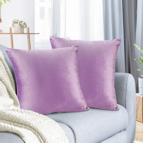 Nestl Fundas de cojín decorativas, acogedoras fundas de almohada de terciopelo lavanda 51 x 51 cm, suaves fundas de almohadón sólido para sofá, cama