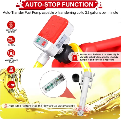 Miniatura 4 de anngrowy Bomba de transferencia de combustible alimentada por batería con parada automática, transferencia de bomba de lata de gas con 4
