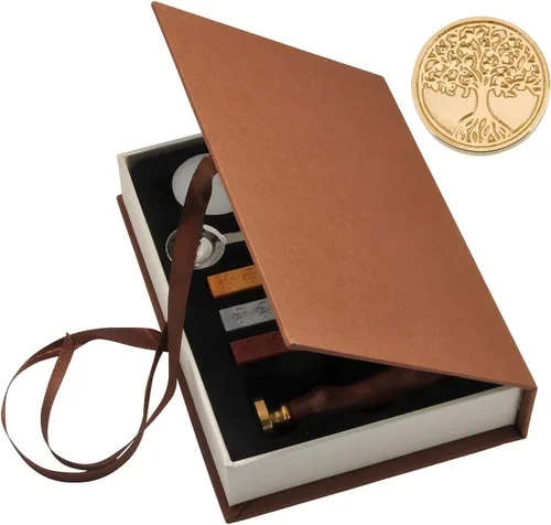 Miniatura 6 de Juego de sellos de cera con diseño del Árbol de la Vida, Yoption, juego clásico vintage de sellos de cera, caja de regalo con sellos retro