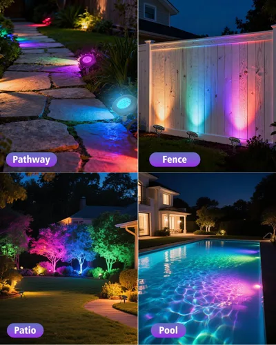 Miniatura 6 de Focos solares para exteriores, impermeables, IP68, 3 en 1, LED que cambian de color, luces solares de paisaje, 2 modos de luz, luces de camino